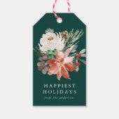 Elegante winter bloemengroene gepersonaliseerde va cadeaulabel (Voorkant)