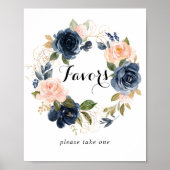 Elegante winter bloemenguirlande gunsten bord poster (Voorkant)