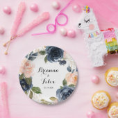 Elegante winter bloemenkalligrafie bruidstaart papieren bordje (Feest)