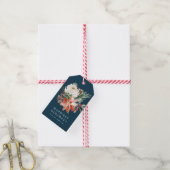 Elegante winter bloemenmarine gepersonaliseerde va cadeaulabel (Met Touw)