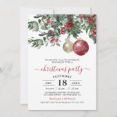 Elegante Winter Bloemige Kerstfeest Uitnodiging (Voorkant)