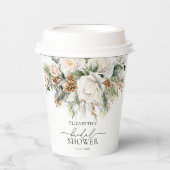 Elegante Winter Bloemige Planten Bruidsdouche Papieren Bekers (Voorkant)