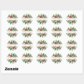 Elegante Winter Bloemrijke Kerst Ronde Sticker (Vel)