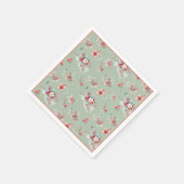 Elegante Winter Bloemrijke Rode en Groene Bruidsdo Servet (Hoek)