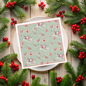 Elegante Winter Bloemrijke Rode en Groene Bruidsdo Servet