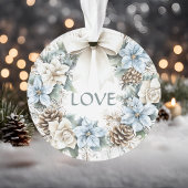 Elegante Winter Blue Floral Krans Waterverf LIEFDE Ornament