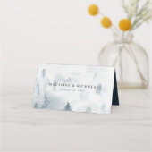 Elegante Winter Bos Trouwplaats Kaart Plaatskaartje (Achterkant)