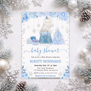 Elegante Winter Bos Uil Baby Shower Kaart