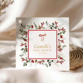 Elegante Winter Botanical Baby shower Favoriet Tag Bedankjes Labels