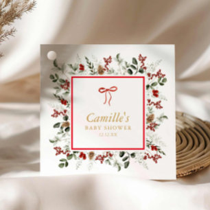Elegante Winter Botanical Baby shower Favoriet Tag Bedankjes Labels