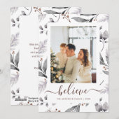 Elegante Winter Botanicals Foto Geloof Kerstmis Feestdagenkaart (Voorkant / Achterkant)