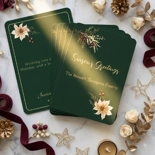 Elegante Winter Botanicals Kerst Goud Folie Feestdagenkaart