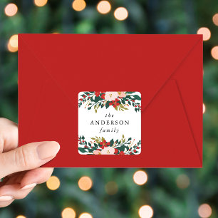 Elegante Winter Botanicals Kerst Vierkante Sticker