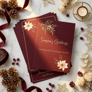 Elegante Winter Botanicals Seizoensgroeten Goud Folie Feestdagenkaart