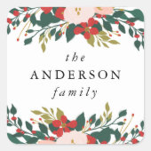 Elegante Winter Botanicals Vakantie Vierkante Sticker (Voorkant)