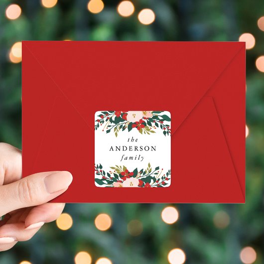 Elegante Winter Botanicals Vakantie Vierkante Sticker