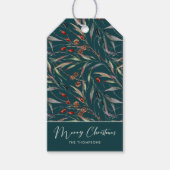 Elegante Winter Botanisch Groen Vrolijk Kerstfeest Cadeaulabel (Voorkant)