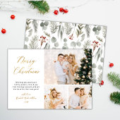 Elegante Winter Botanische 3 Multi Foto Kerstmis Feestdagenkaart