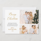 Elegante Winter Botanische 3 Multi Foto Kerstmis Feestdagenkaart (Voorkant)