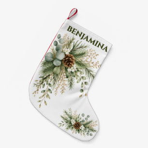 Elegante Winter Botanische Groene Kerst Kleine Kerstsok