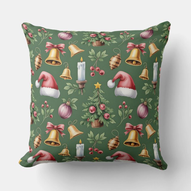 Elegante winter botanische kerstkussen kussen (Voorkant)