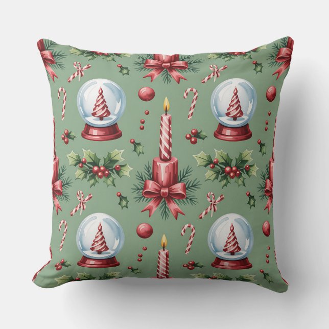 Elegante winter botanische kerstkussen kussen (Voorkant)