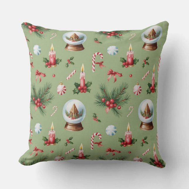 Elegante winter botanische kerstkussen kussen (Voorkant)