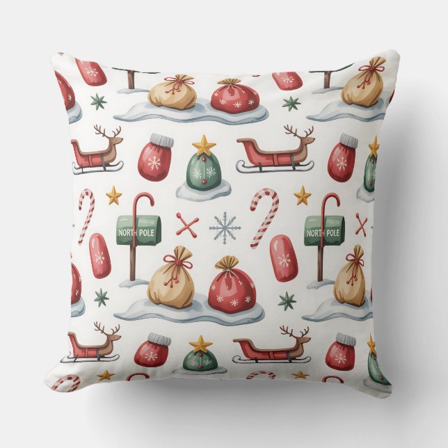 Elegante winter botanische kerstkussen kussen (Voorkant)