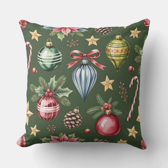 Elegante winter botanische kerstkussen kussen (Voorkant)