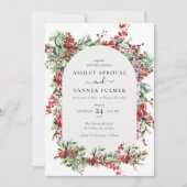 Elegante Winter Botanische Kerstvakantie Bruiloft Kaart (Voorkant)