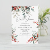 Elegante Winter Bruidsdouche met Hulst  Kaart (Staand voorkant)