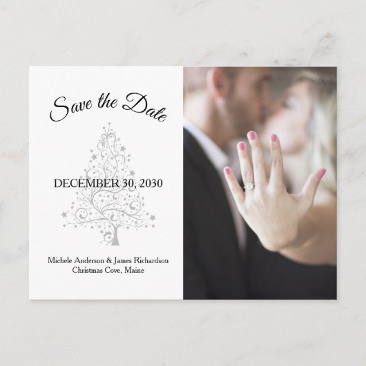 Elegante Winter Bruiloft Foto Opslaan De Datum Aankondigingskaart (Voorkant)
