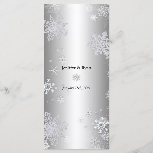 Elegante winter bruiloft Menu (Achterkant)