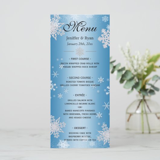 Elegante winter bruiloft Menu (Staand voorkant)