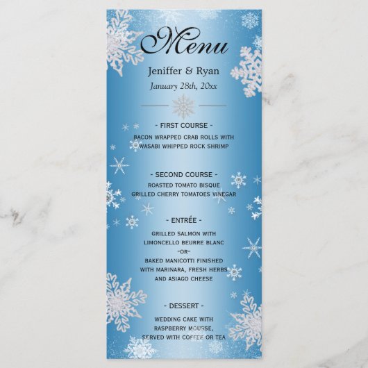 Elegante winter bruiloft Menu (Voorkant)
