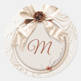 Elegante Winter Bruiloft Monogram Sticker