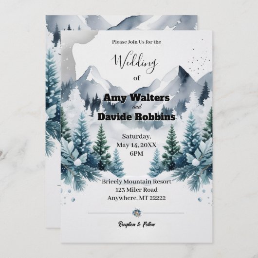 Elegante Winter bruiloft uitnodiging (Voorkant / Achterkant)