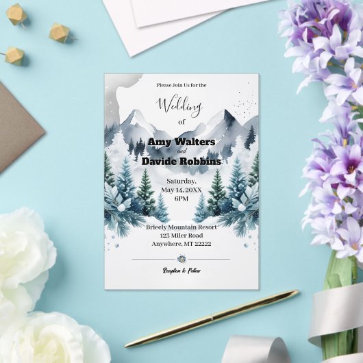 Elegante winter bruiloft uitnodiging acryl (Insitu (Huwelijk))