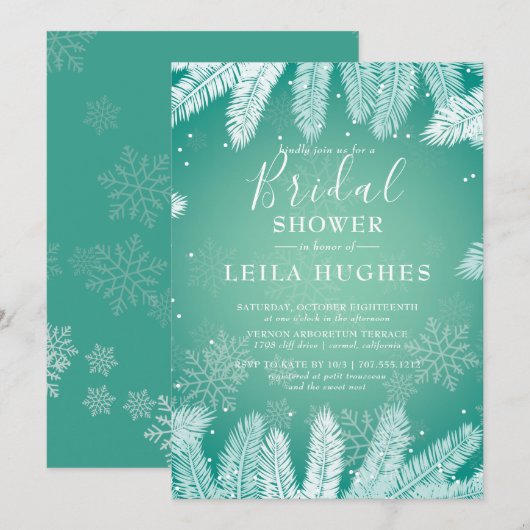 Elegante winter bruiloftfeest kaart (Voorkant / Achterkant)