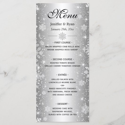 Elegante winter Bruiloftsmenu Menu (Voorkant)