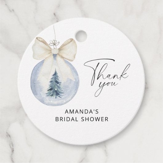 Elegante winter bruiloftsshower favor labels (Voorkant)