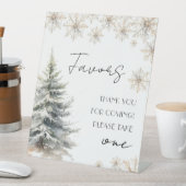 Elegante winter bruiloftsshower favorabelen tafel reclamebord met voetstuk (Insitu)