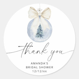 Elegante winter bruiloftsshower ronde sticker