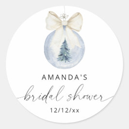 Elegante winter bruiloftsshower ronde sticker