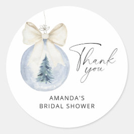 Elegante winter bruiloftsshower ronde sticker