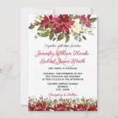 Elegante winter burgundy poinsettia bloemige trouw kaart (Voorkant)