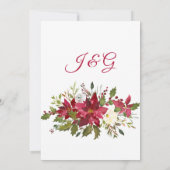 Elegante winter burgundy poinsettia bloemige trouw kaart (Achterkant)