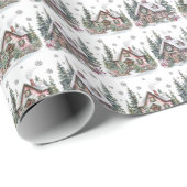 Elegante Winter Cabin Kerstmis Cadeaupapier (Rol Hoek)