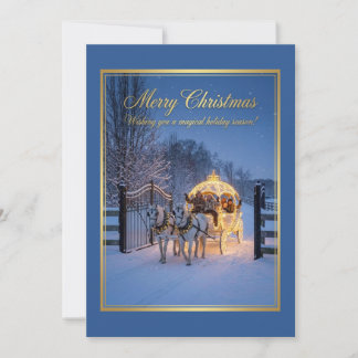 Elegante Winter Carriage Kerstmis Feestdagenkaart