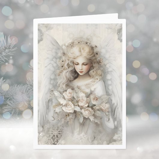 Elegante Winter Christmas Angel Feestdagen Kaart